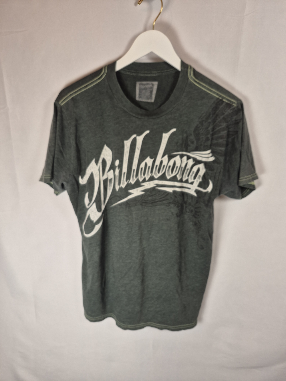 VTG Y2K Billabong Men’s Dark Gray Logo Graphic Tee Size M
